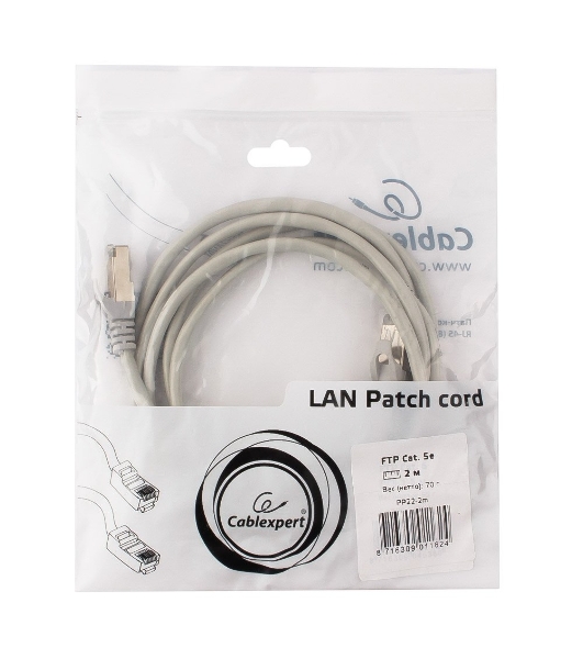 Патч-корд FTP Cablexpert cat.5e, 2м, литой, многожильный серый