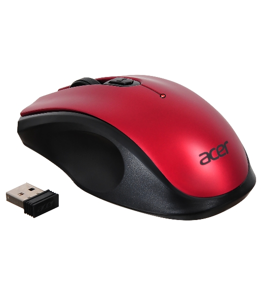 Мышь беспроводная Acer OMR032 черный/красный, 1600 dpi, радиоканал, USB, кнопки - 4