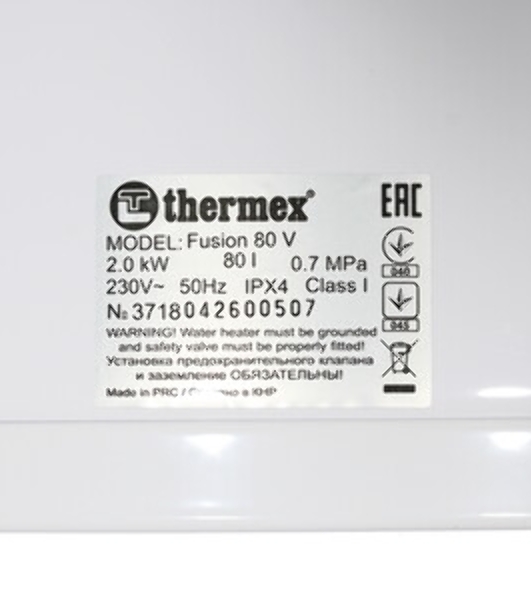 Водонагреватель Thermex Fusion 80 V 2кВт 80л электрический настенный