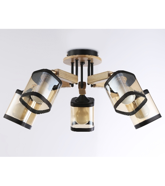 Светильник Ambrella light TR9529/5 BK/GD/TI черный/золото/янтарь E27*5 max 40W D670*260