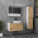 Комплект для ванной, 3 предмета (Тумба Bau Dream Blackwood 80, раковина BAU Triangle 59х39, смеситель для раковины высокий Hotel Black, черный), фото 1