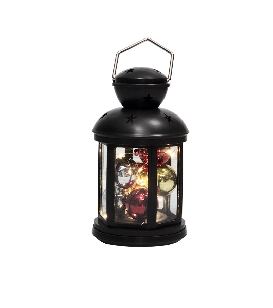 Декоративный фонарь Neon-night с шариками 12х12х20,6 см, черный корпус, теплый белый цвет свечения