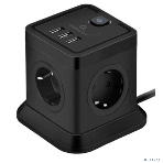 Сетевой фильтр Cablexpert Tower TWR-4-U3-B-2, 4 р, 10А, 3xUSB, 3.1А, 2 м, ур.защиты 2+, черный, коробка, фото7
