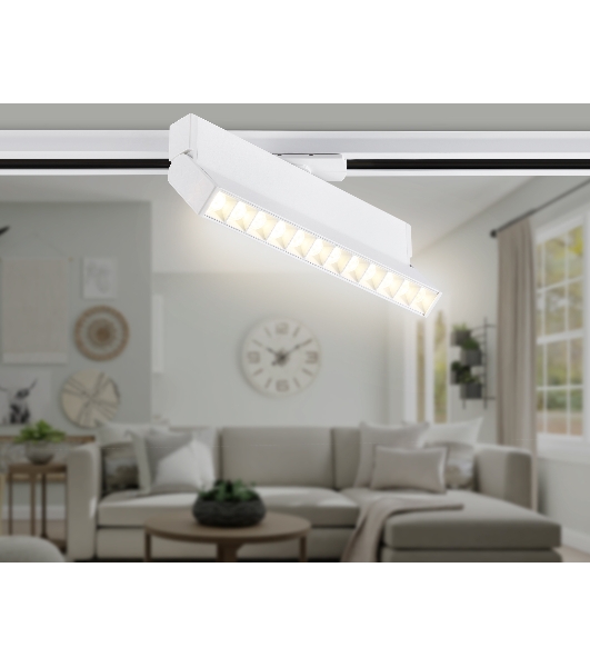 Трековый однофазный светодиодный светильник Ambrella light GL6815 WH белый LED 12W 3000K 24° 230*22*87