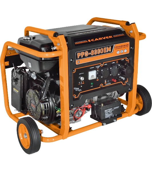 Электрогенератор бензиновый Carver PPG-8000ЕM, 6.5 кВт, 74 дБ, 89 кг