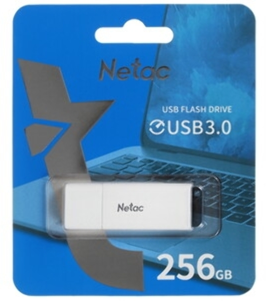 Флешка USB Netac U185 (NT03U185N-256G-32WH), 256Gb, USB 3.2 Gen1, R/W 100/25, белый/серый