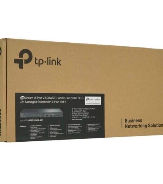 Коммутатор управляемый TP-Link SG3210XHP-M2 JetStream уровня 2+ с 8 портами PoE+ 2,5 Гбит/с и 2 портами SFP+