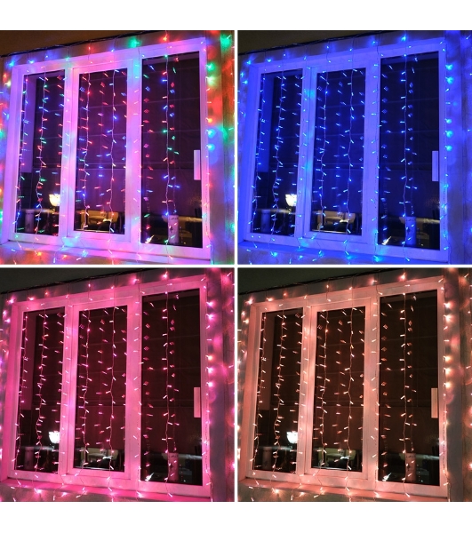 Гирлянда Neon-night 'Светодиодный Дождь' 2х2м, свечение с динамикой, прозрачный провод, 230 В, диоды RGB, 200 LED