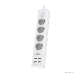 Сетевой фильтр Cablexpert Exnovo EXN-4-U4-W-2, 4 р, 16А, 4хUSB, 3.4A, 2 м, ур.защиты 4+, белый, коробка, фото3
