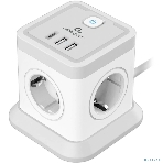 Сетевой фильтр Cablexpert Tower, TWR-4-CU2-W-2, 4р, 10А, 1xType-C PD, 20Вт, 2хUSB, 2 м, ур. защиты 2+, белый, коробка, фото2