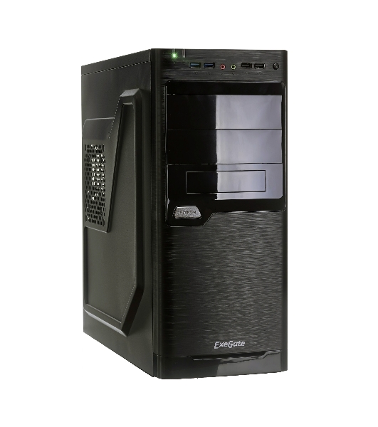 Компьютерный корпус Miditower ExeGate XP-330U Black, ATX, (XP400, Black,120мм), 2хUSB+2хUSB 3.0, Audio