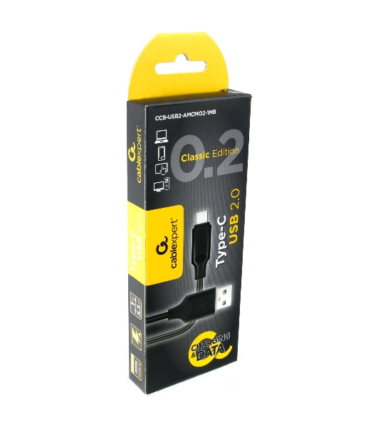 Кабель USB 2.0 Cablexpert CCB-USB2-AMCMO2-1MB, AM/Type-C, издание Classic 0.2, длина 1м, черный, блистер