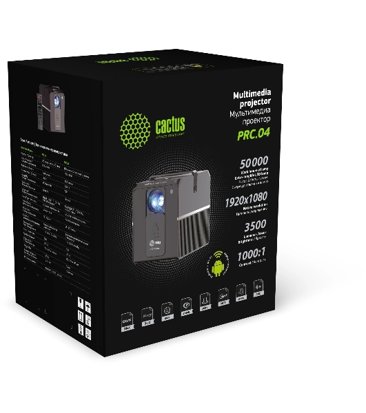 Проектор Cactus CS-PRC.04WT.WUXGA-A LCD 3200Lm (1920x1080) 2000:1 ресурс лампы:30000часов 1xUSB typeA 1xHDMI 1.35кг