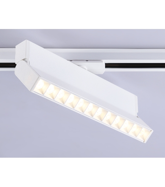 Трековый однофазный светодиодный светильник Ambrella light GL6815 WH белый LED 12W 3000K 24° 230*22*87