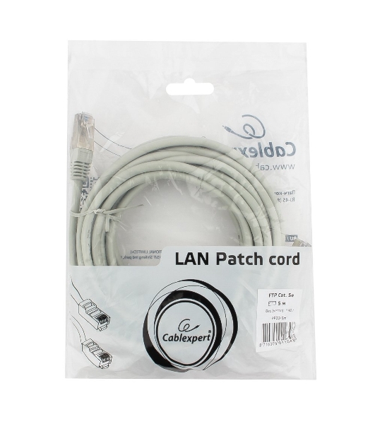Патч-корд FTP Cablexpert cat.5e, 5м, литой, многожильный серый