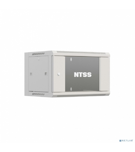 Шкаф коммутационный NTSS Премиум (NTSS-W6U6045GS-2) настенный 6U 600x450 мм пер. дв. стекл 60 кг серый IP20 сталь