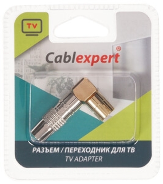 Разъем Cablexpert TVPL-08,TV (мама) позолоченный, латунь OD8.5, 90 градусов, блистер