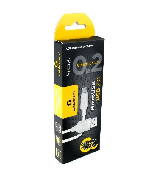 Кабель USB2.0 Cablexpert CCB-mUSB2-AMBMO2-1MW, AM/microB, издание Classic 0.2, 1м, белый, блистер