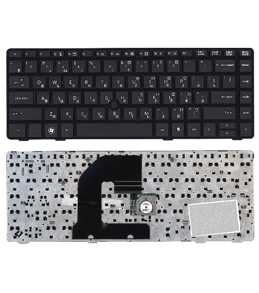 Клавиатура для ноутбука HP EliteBook 8460P ProBook 6460B 6465B черная с черной рамкой с указателем