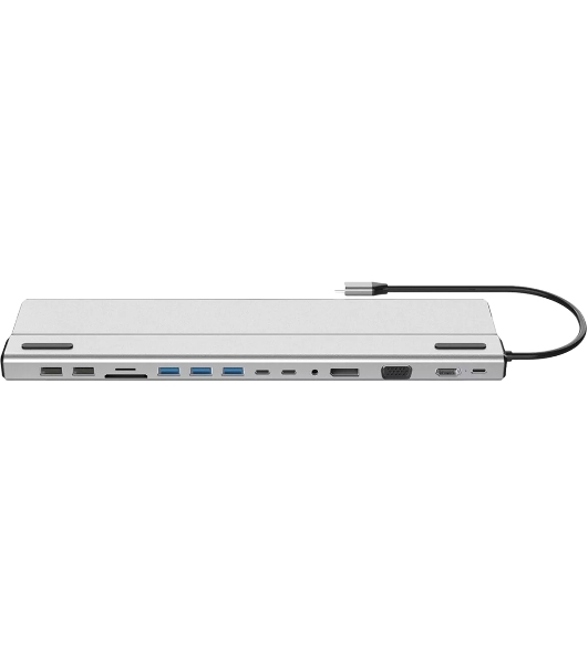 Адаптер VCOM TypeC -->3*USB3.0+2*USB2.0+VGA+RJ45+SD+TF+AUD+HDMI+DP+2*USB3.1 Data+PD