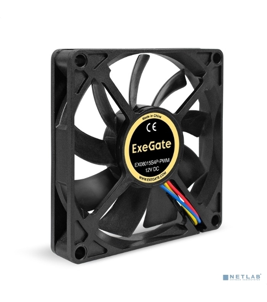 Вентилятор для корпуса ExeGate EX08015S4P-PWM черный, 80 мм, 2500 об/мин, 25.5 дБ, 4 pin