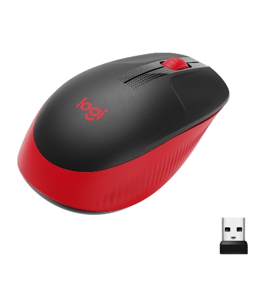 Мышь беспроводная Logitech M190 черный/красный, 1000 dpi, радиоканал, USB, кнопки - 3