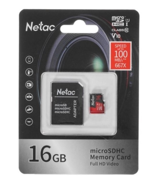 Флеш карта NeTac MicroSD card P500 Extreme Pro 16Gb, retail version w/SD adapter