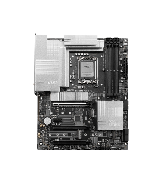 Материнская плата MSI PRO Z890-P WIFI, LGA 1851, Intel Z890, 4xDDR5, 4xSATA, 4xM.2, 1xPCIe 5.0 x16, 2xPCIe 4.0 x4, 1xPCIe 3.0 x1, 1xHDMI, 1xDP, 1xUSB-C Thunderbolt 4, 1xUSB-C 3.2 Gen 2, 1x 5Gb LAN, 2xUSB-A 3.2 Gen 1, 1xUSB-A 3.2 Gen 2, 4xUSB-A 2.0, 3x3.5 мм, 7.1, ATX