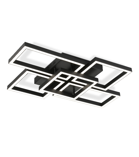 Потолочный светодиодный светильник Ambrella light FA1012/4+1 BK черный 90W 3000K-6400K 710*490*95 (ПДУ ИК)