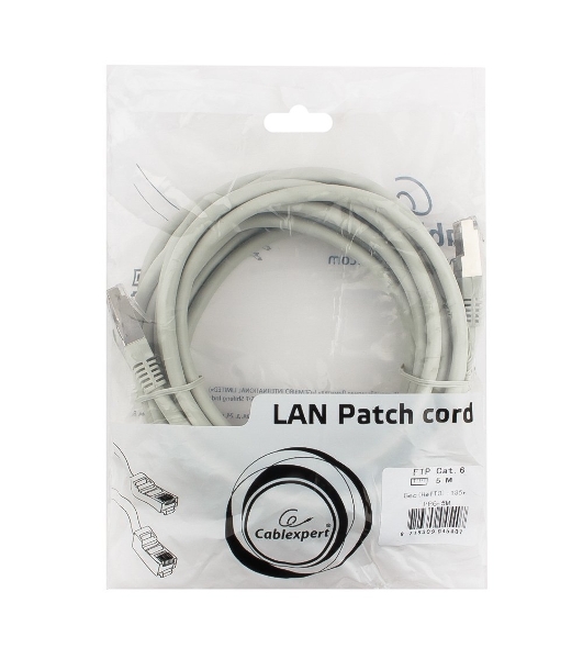 Патч-корд FTP Cablexpert cat.6, 5м, литой, многожильный, серый