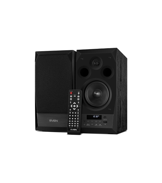 Акустическая система 2.0 SVEN MC-10, чёрный, мощность 2x25Вт (RMS), FM-тюнер, USB/microSD, дисплей, пульт ДУ, Bluetooth SVEN MC-10, чёрный, акустическая система 2.0, мощность 2x25Вт (RMS), FM-тюнер, USB/microSD, дисплей, пульт ДУ, Bluetooth
