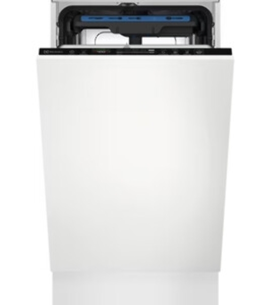 Встраиваемая посудомоечная машина ELECTROLUX EEG63410L/Встраиваемая узкая посудомоечная машина, загрузка на 10 комплектов посуды, сенсорное управление, 8 программ, 44.6x55x82 см, черный, сушка: стандартная (конденсация), индикация на полу: проекция дисплея