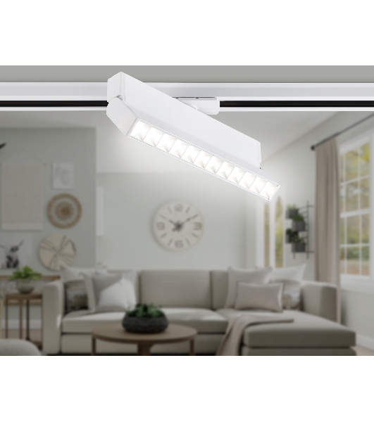 Трековый однофазный светодиодный светильник Ambrella light GL6816 WH белый LED 12W 4200K 24° 230*22*87