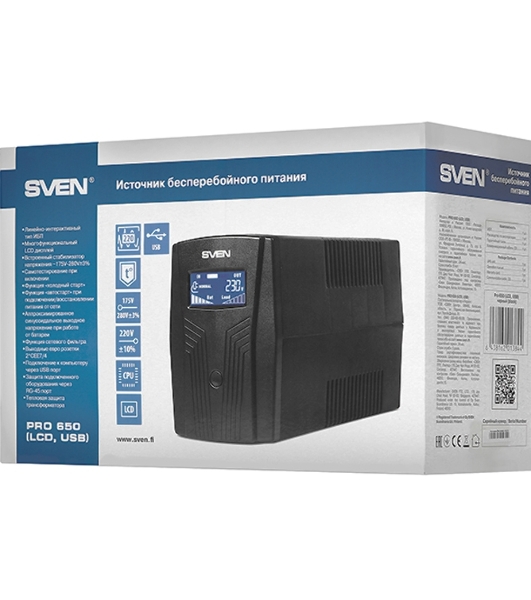Источник бесперебойного питания Sven Pro+ 650 LCD USB