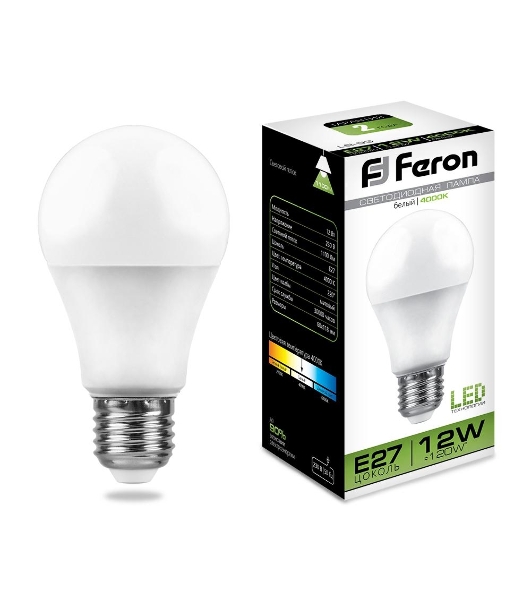 Лампа светодиодная Feron LB-93 12W 230V E27 4000K A60