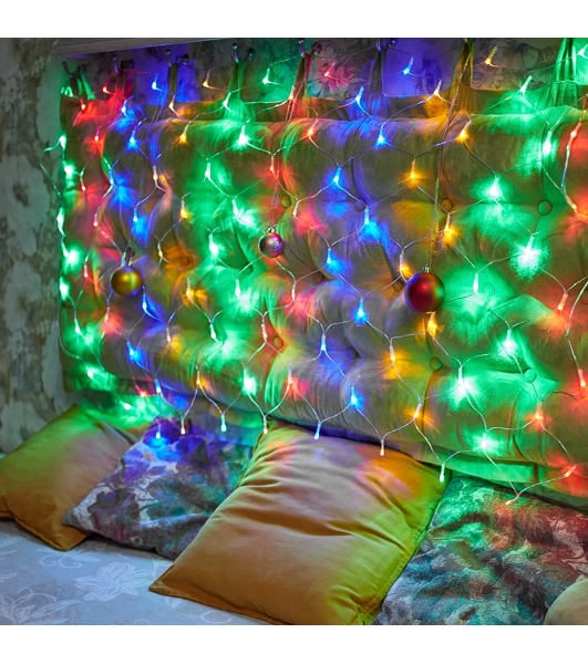 Новогодние светоукрашения Neon-night гирлянда-сеть LED 1х1.5 мМуЛЬТИ с контроллером, 240В