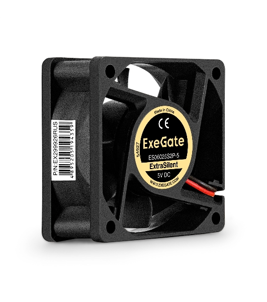 Вентилятор корпусной ExeGate ExtraSilent ES06025S2P-5, 60 мм, 2300 об/мин, 18 дБ, 2-pin, без подсветки
