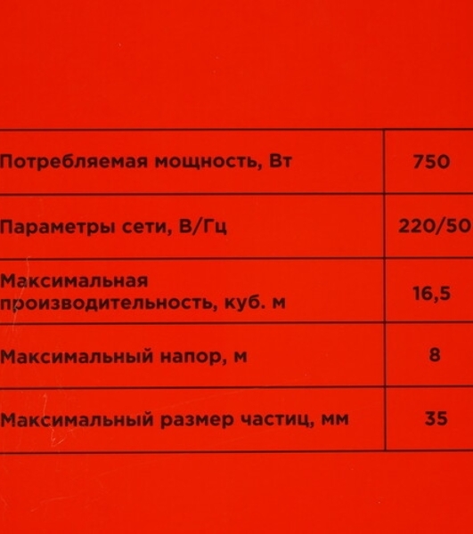 Насос садовый дренажный RedVerg RD-DPS750/35S 750Вт 16500л/час