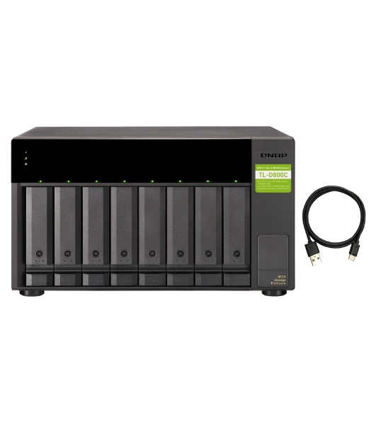 Полка расширения сетевого хранилища без дисков SMB QNAP TL-D800C USB 3.2 Gen 2 Type-C JBOD storage enclosure, 8-tray 3,5'/2,5' w/o HDD. desktop version.