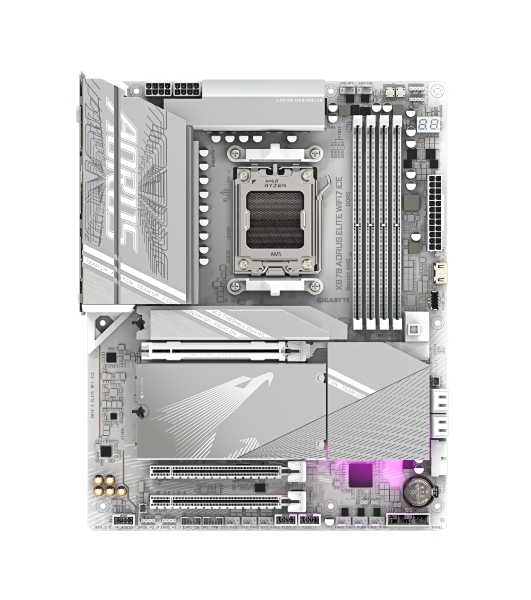Материнская плата Gigabyte X870 A ELITE WIFI7 ICE, AM5, AMD X870, 4xDDR5, 4xSATA, 4xM.2, 1xPCI-E 5.0 x16, 1xPCI-E 4.0 x4, 1xPCI-E 3.0 x2, 1xHDMI, 1x 2.5Gb LAN, 2xUSB-C 4.0, 2xUSB 3.2 Gen 2, 4xUSB 3.2 Gen 1, 4xUSB 2.0, 2x3.5 мм, 7.1, ATX