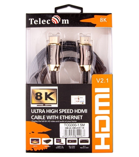 Кабель HDMI-HDMI 1M V2.1 TCG300-1M TELECOM