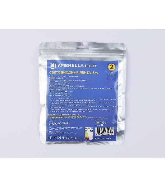 Светодиодная лента Ambrella light GS4752 COB 528Led/14W m/ 24V IP20 4500K/ 5m*10mm*2mm (2 конт.)
