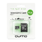 Флеш карта QUMO QM4GMICSDHC4 4Gb MicroSDHC Class 4, SD adapter, фото 1