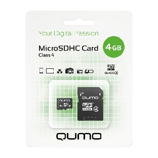Флеш карта QUMO QM4GMICSDHC4 4Gb MicroSDHC Class 4, SD adapter