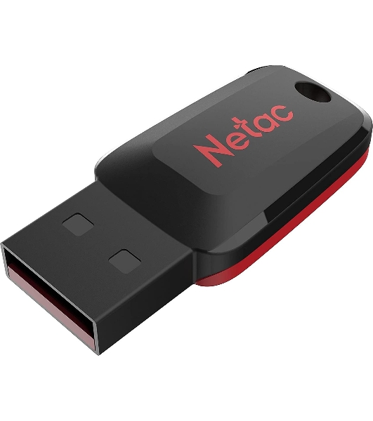 Флешка USB Netac U197 (NT03U197N-064G-20BK), 64Gb, USB 2.0, R/W 25/10, черный/красный