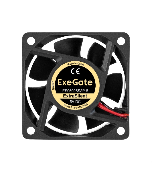 Вентилятор корпусной ExeGate ExtraSilent ES06025S2P-5, 60 мм, 2300 об/мин, 18 дБ, 2-pin, без подсветки