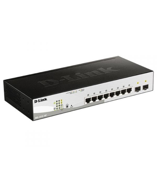 Коммутатор D-Link DGS-1210-10P/ME/B1A, 8×1 Гбит/с + 2×1 Гбит/с SFP, управляемый