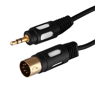Шнур Rexant DIN 5 Pin - Stereo 3,5 мм, длина 1,5 метра (GOLD)