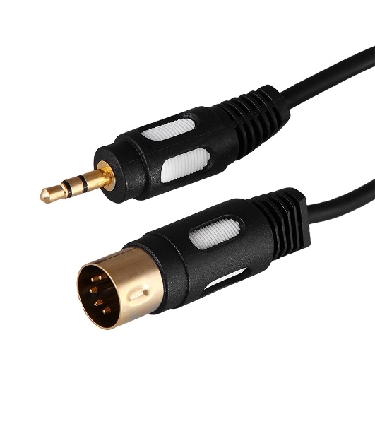 Шнур Rexant DIN 5 Pin - Stereo 3,5 мм, длина 1,5 метра (GOLD)