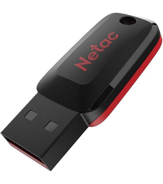 Флешка USB Netac U197 (NT03U197N-064G-20BK), 64Gb, USB 2.0, R/W 25/10, черный/красный